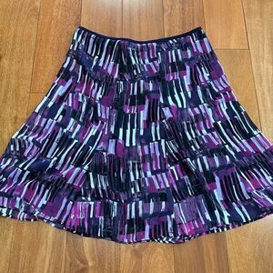 Ann Taylor Women's White and Purple Skirt size 8